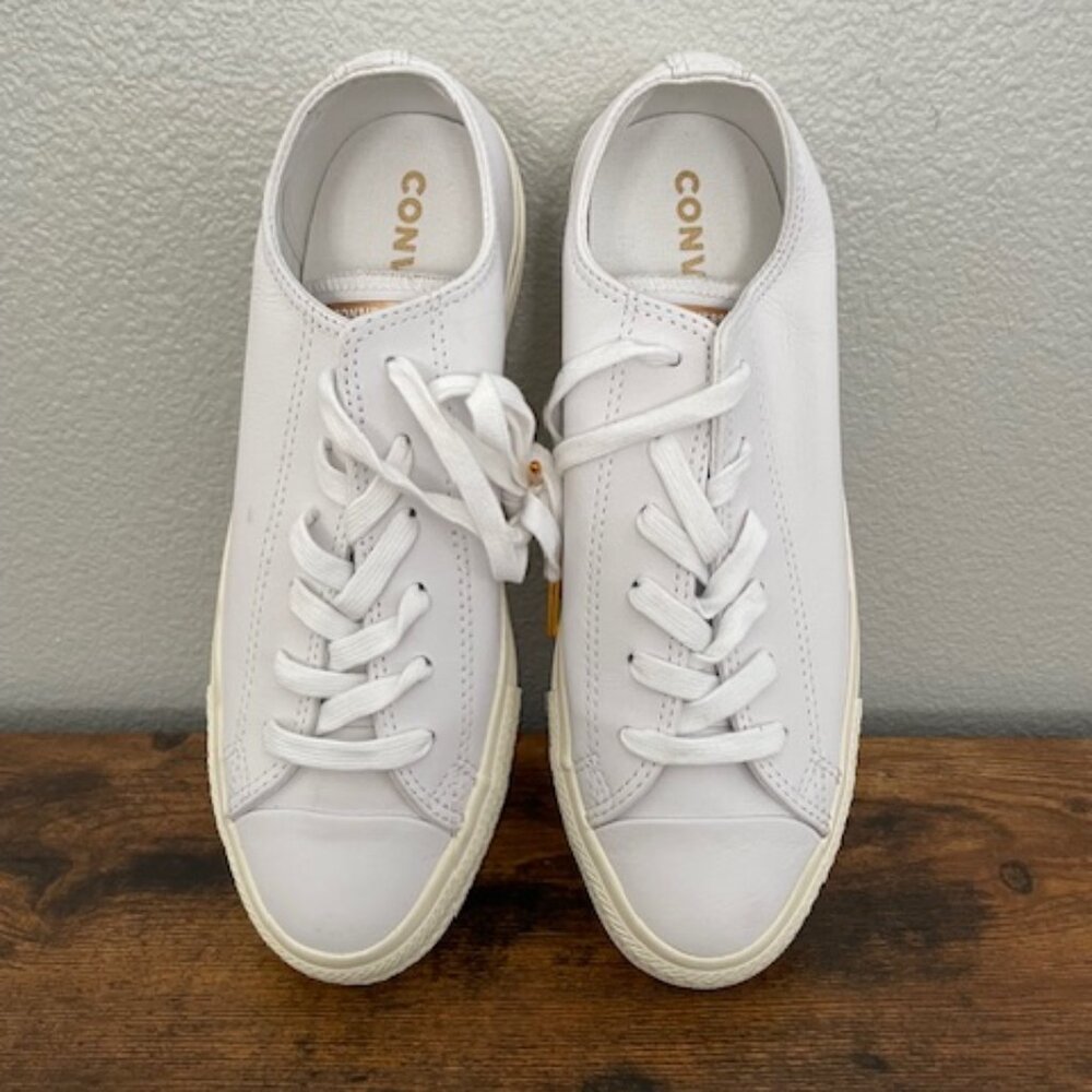 Converse White Leather All Star Sneakers - Size 9